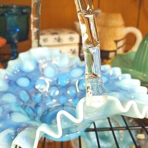 Fenton vintage aqua coin spot basket